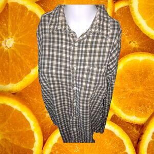 L.L. Bean 100% Cotton Brown and White Button Up Plaid‎ Flannel Shirt Size M